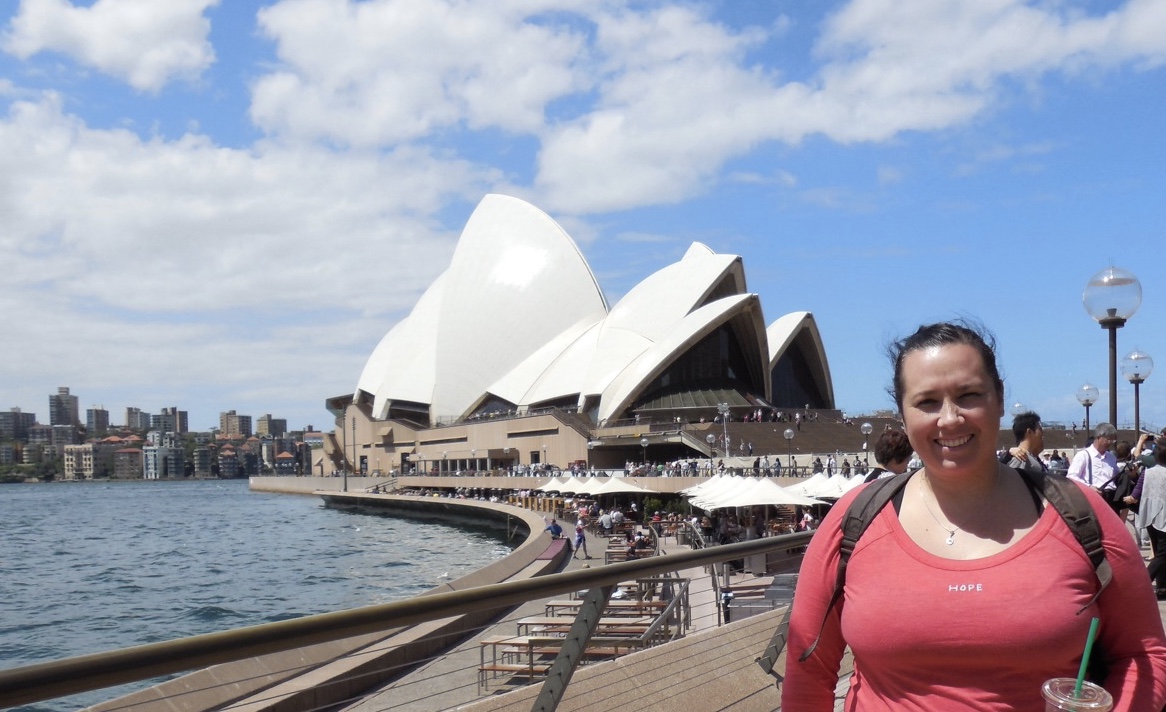Standing in front of the Sydney Opera House