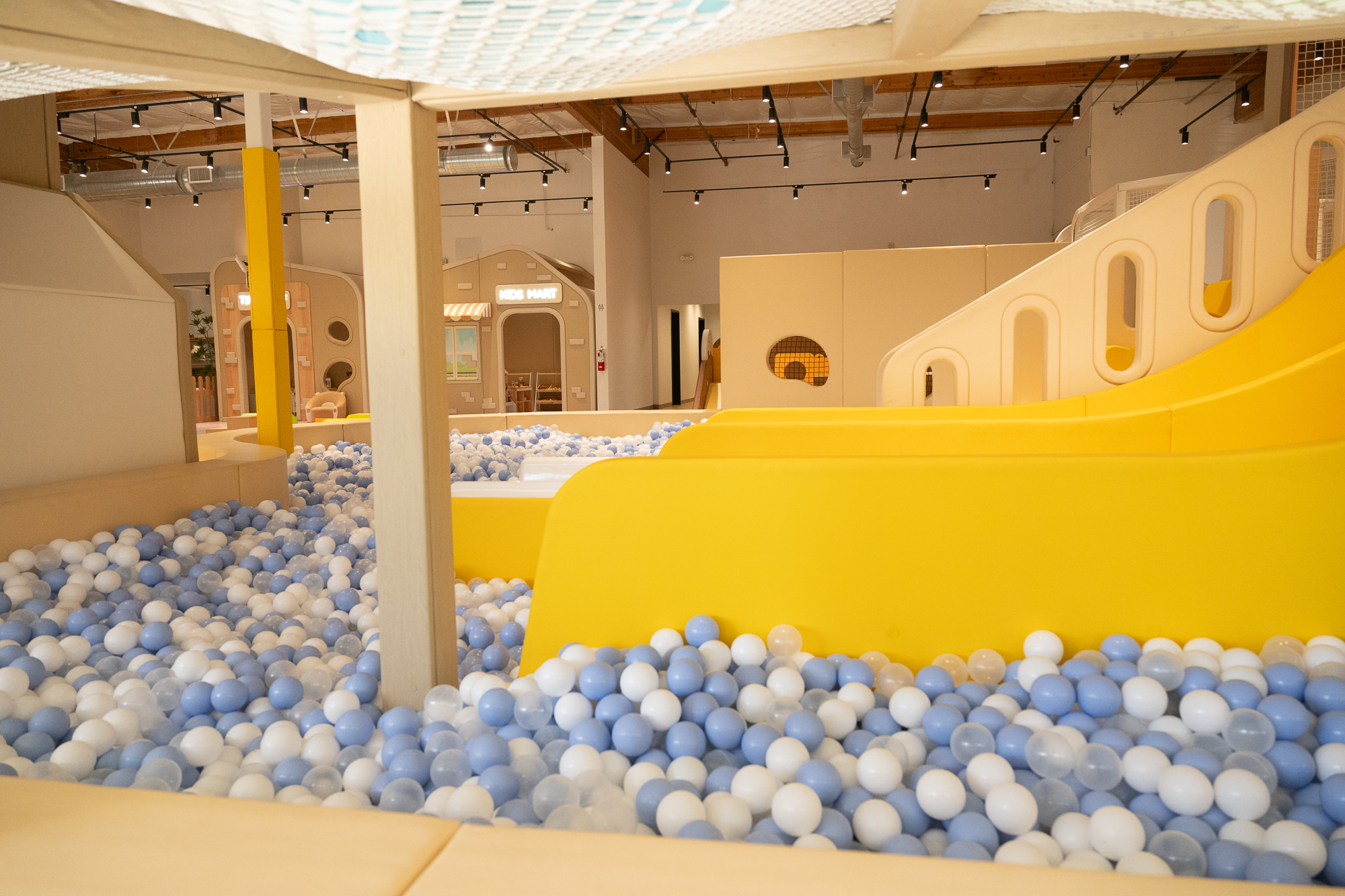 View of the ball pit at Kids & Coffee that contains over 23,000 balls.